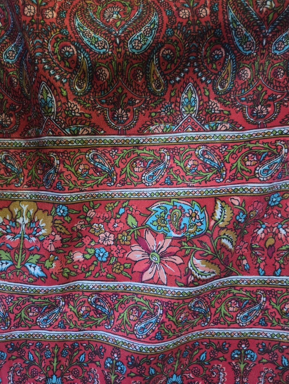 J. Crew Red Paisley & Floral Throw - Picture 2 of 3